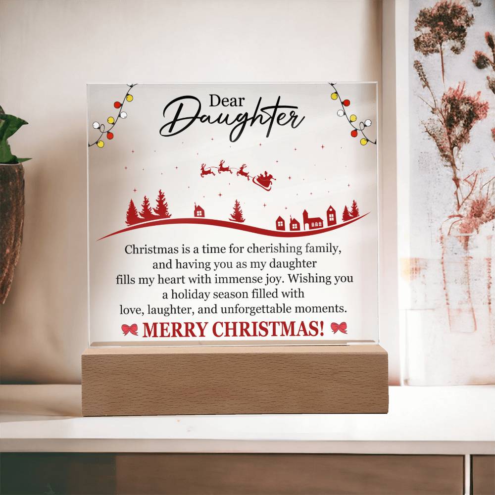 Dear Daughter Santa with sleigh - Christmas acrylic plaque