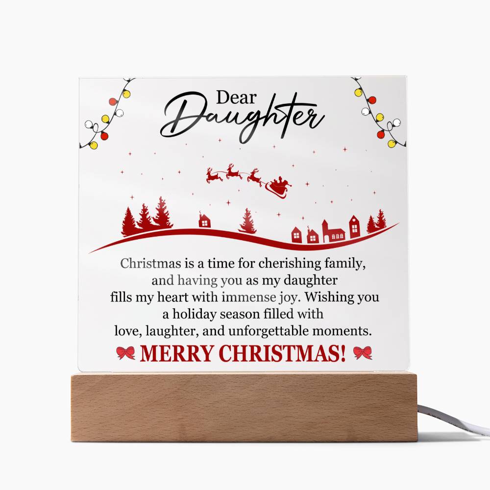 Dear Daughter Santa with sleigh - Christmas acrylic plaque